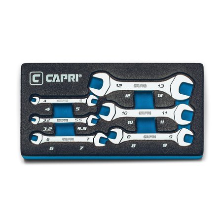 CAPRI TOOLS Slim Mini Open End Wrench Set, Metric, 32 to 13 mm, 6Pcs CP11830-6MT
